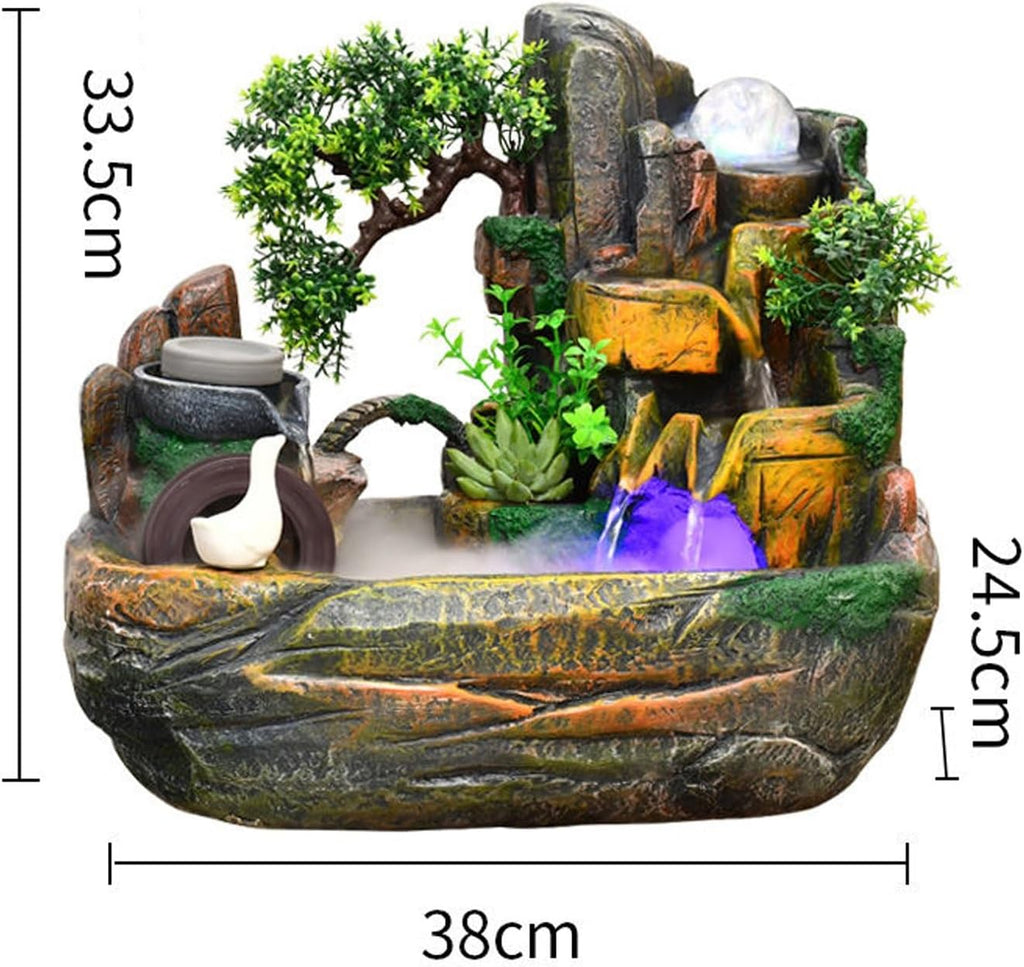 Tabletop Fountain Living Room Fish Tank, Home Rockery, Fountain, and Water Dispenser Decoration, Zhaocai Landscape, Office Desktop Decoration Desktop Fountain (Size : M)