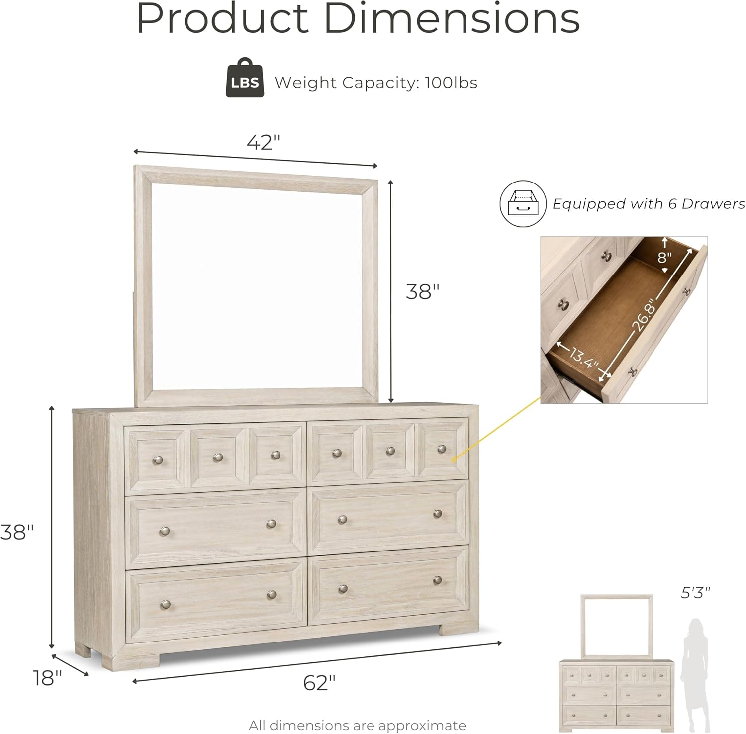 Furniture of America Dannen Modern Solid Wood 5-Piece Bedroom Set with USB Charger on Nightstand, Cedarwood-Lined Bottom and Felt-Lined Top Drawers, Box Spring Needed, Queen, Tawny Brown
