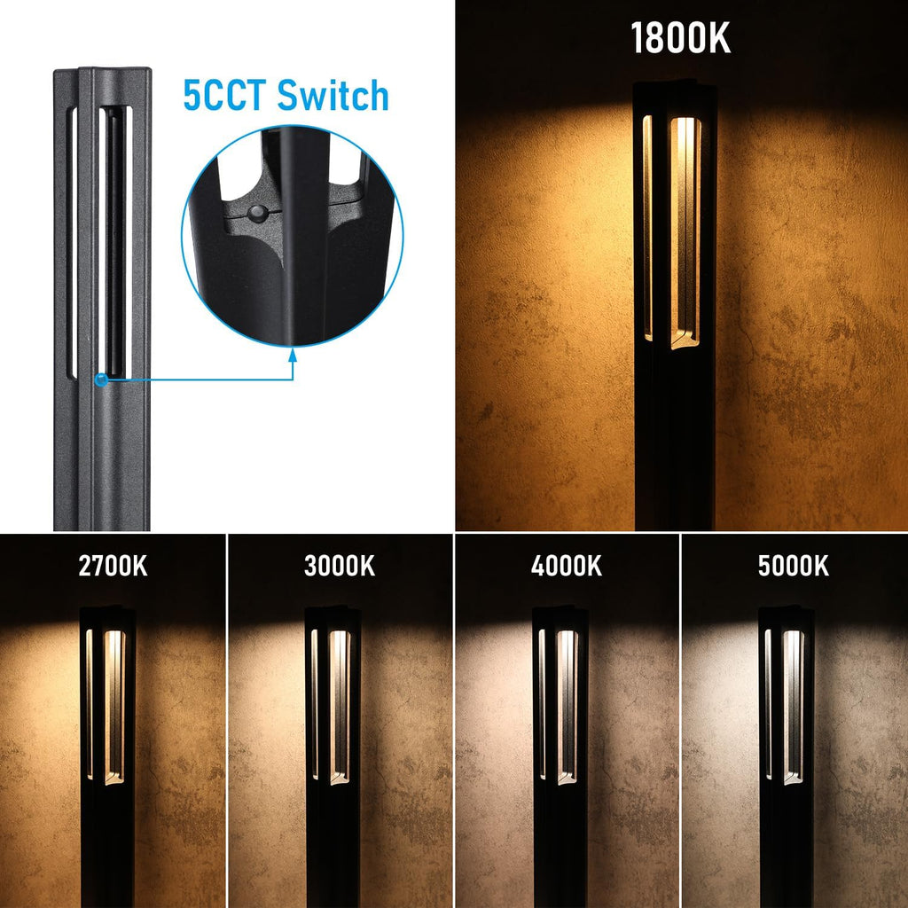 LEONLITE 5CCT Low Voltage Path Lights, Update 1800K2700K3000K4000K5000K Selectable, 3W LED Landscape Pathway Lights, Outdoor Landscape Lighting, Aluminum, 12-24V AC/DC, ETL, IP65, Pack of 6