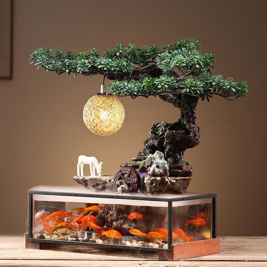 Waterfall Fountain Indoor Flowing Water Fish Tank Ornaments Home Living Room Desktop Decorations Circulation Fountain Landscape Table Top Water