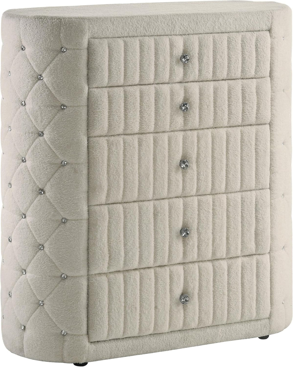 Coaster Home Furnishings - Sonya - Wood - 5-Piece Bedroom Set with Round Bed, Scroll-Back Headboard, USB Ports and Modern Classic Style - Bedroom - Eastern King Size - Ivory - 360111KE-S5