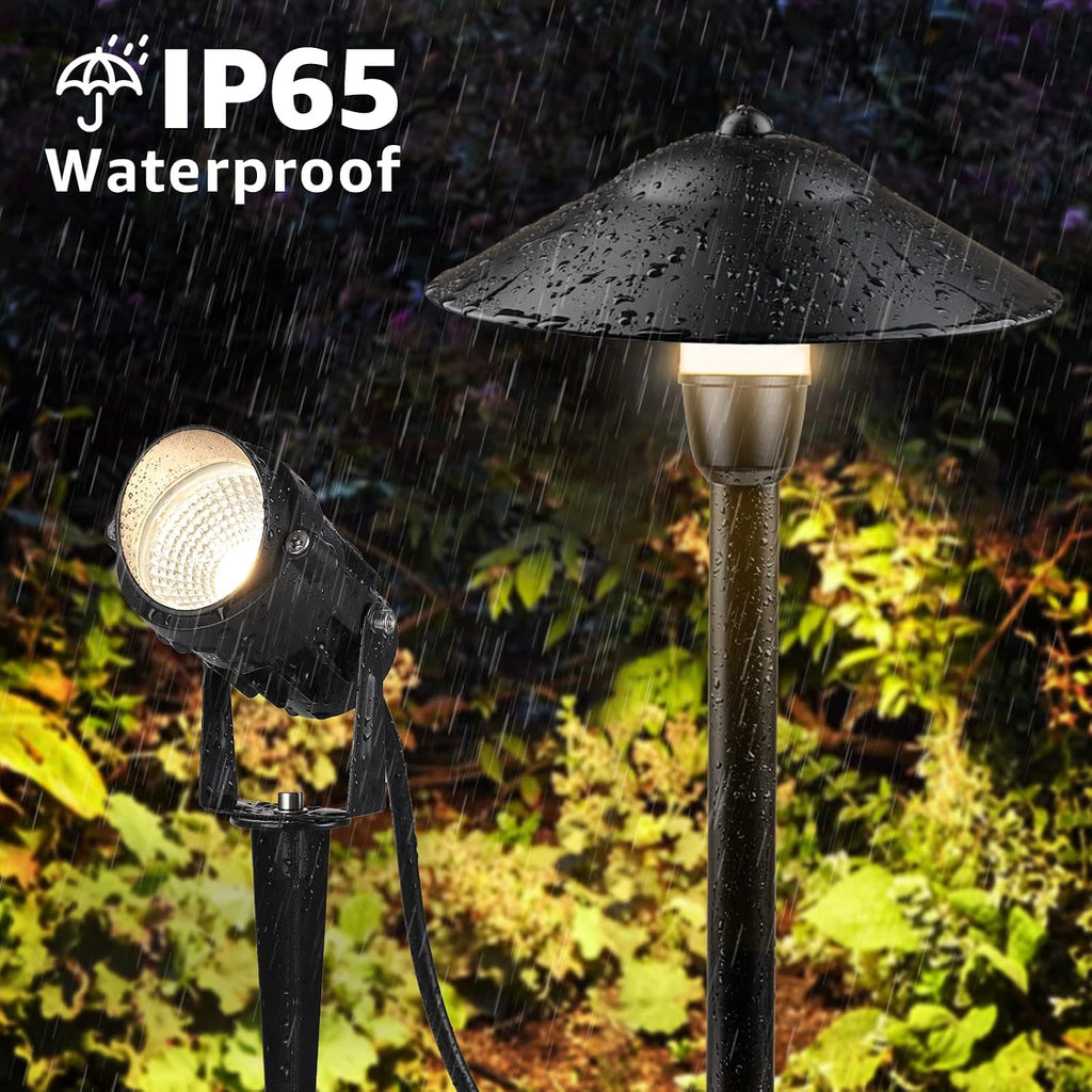 SUNVIE LED Landscape Lighting Kit Low Voltage Landscape Lights with Transformer Low Voltage Pathway Lights Aluminum Landscape Spotlights Path Lights with Connectors for Yard House Garden Tree