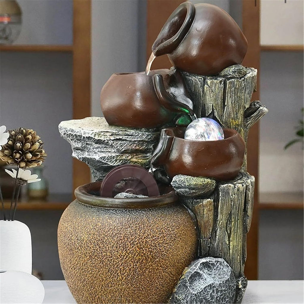 Tabletop Fountain Chinese-Style Flowing Fountain Ornamental Tea Room Feng Shui Wheel Circulating Water Landscape Decoration