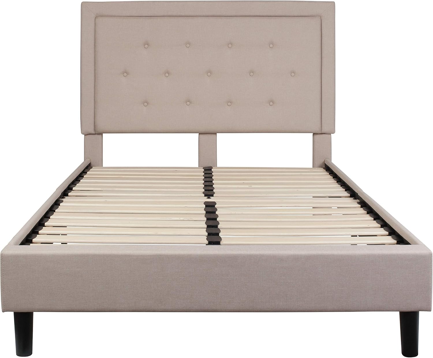 Flash Furniture Roxbury Full Size Tufted Upholstered Platform Bed in Beige Fabric