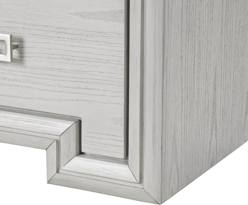 Furniture of America Babsi Modern Wood 5-Piece Bedroom Set with Greek Key Pull, USB Chargers on Nightstand, Felt-Lined Top & Cedarwood-Lined Bottom Drawers, Box Spring Needed, Queen, Rustic White