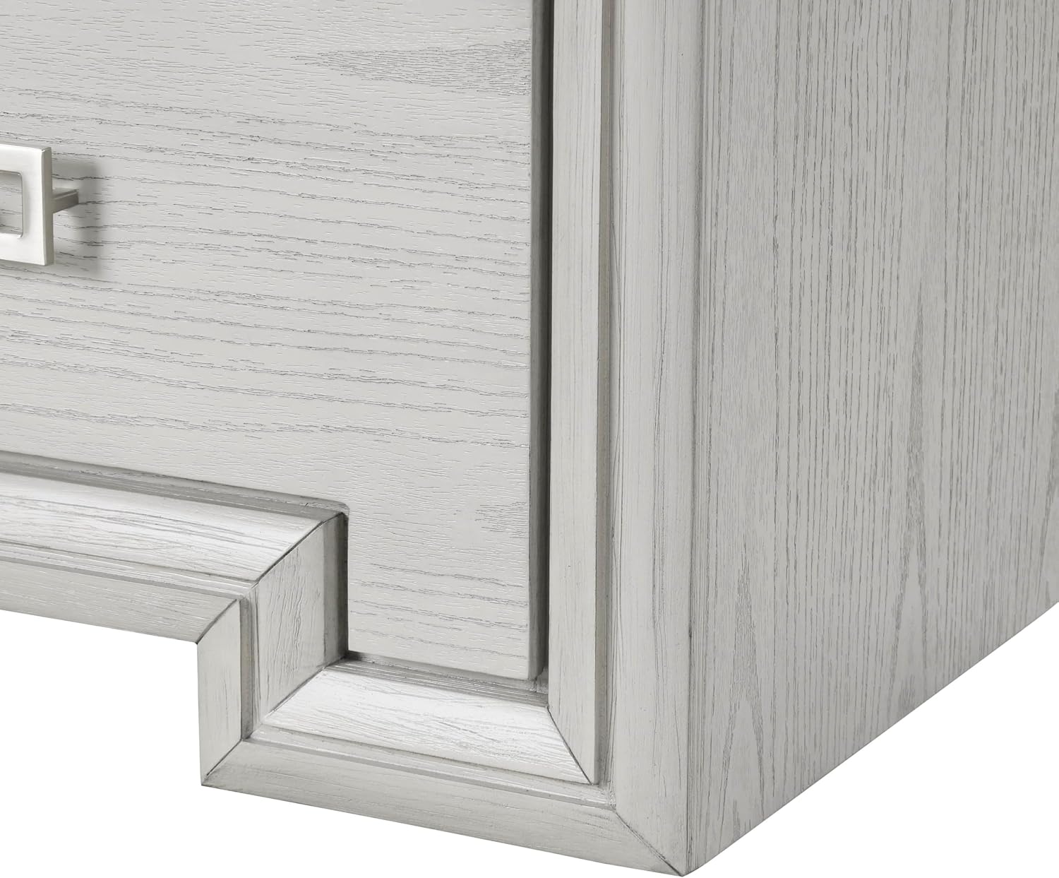 Furniture of America Babsi Modern Wood 5-Piece Bedroom Set with Greek Key Pull, USB Chargers on Nightstand, Felt-Lined Top & Cedarwood-Lined Bottom Drawers, Box Spring Needed, Queen, Rustic White