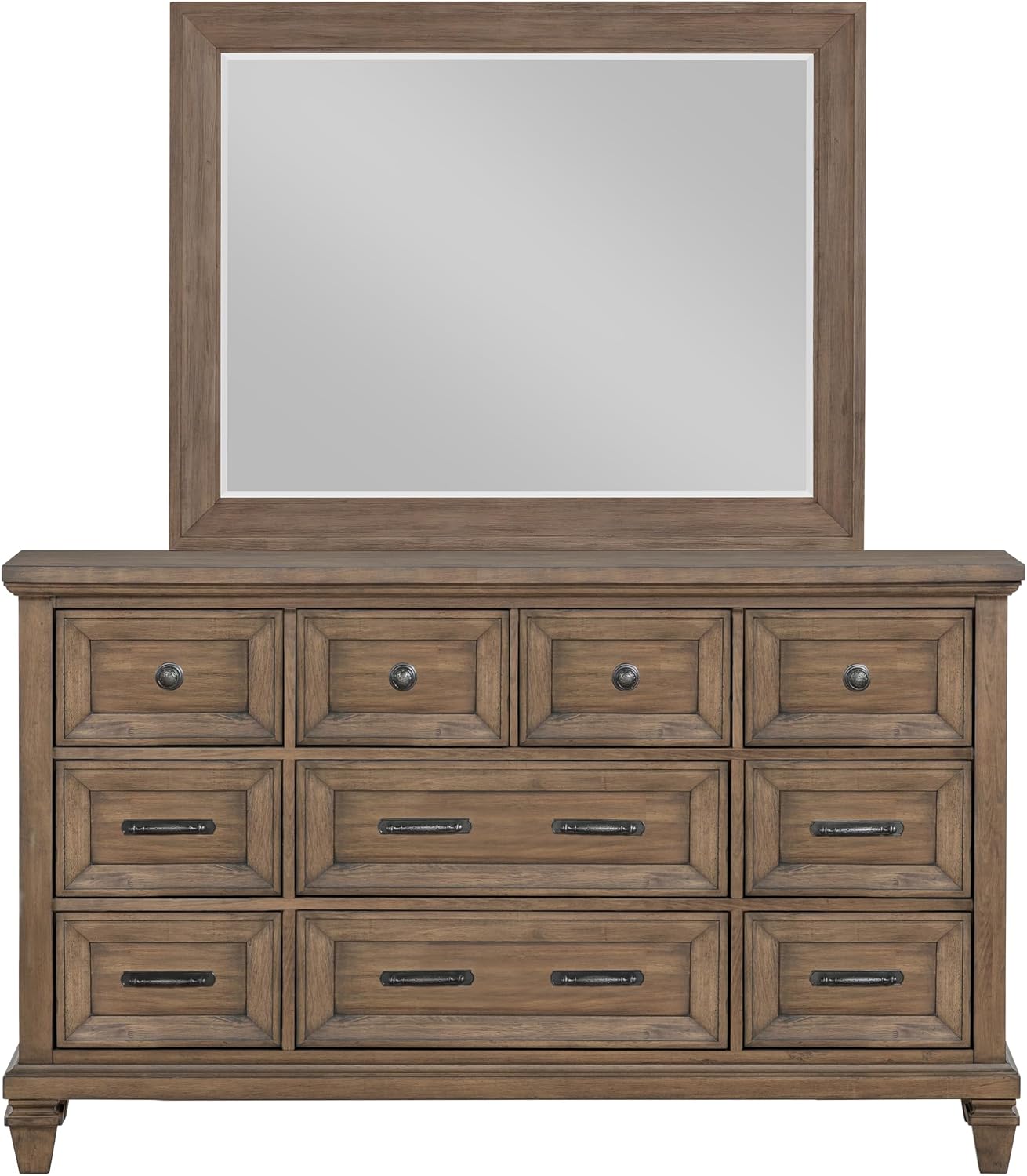 New Classic Furniture Mariana 5-Piece Wood King Bedroom Set with 2 Nightstands, Vintage Mocha