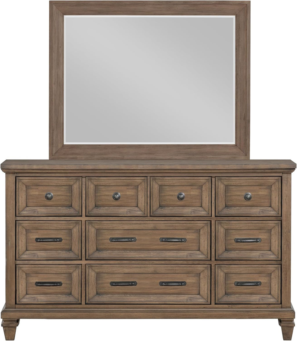 New Classic Furniture Mariana 5-Piece Wood Queen Bedroom Set with 2 Nightstands, Vintage Mocha