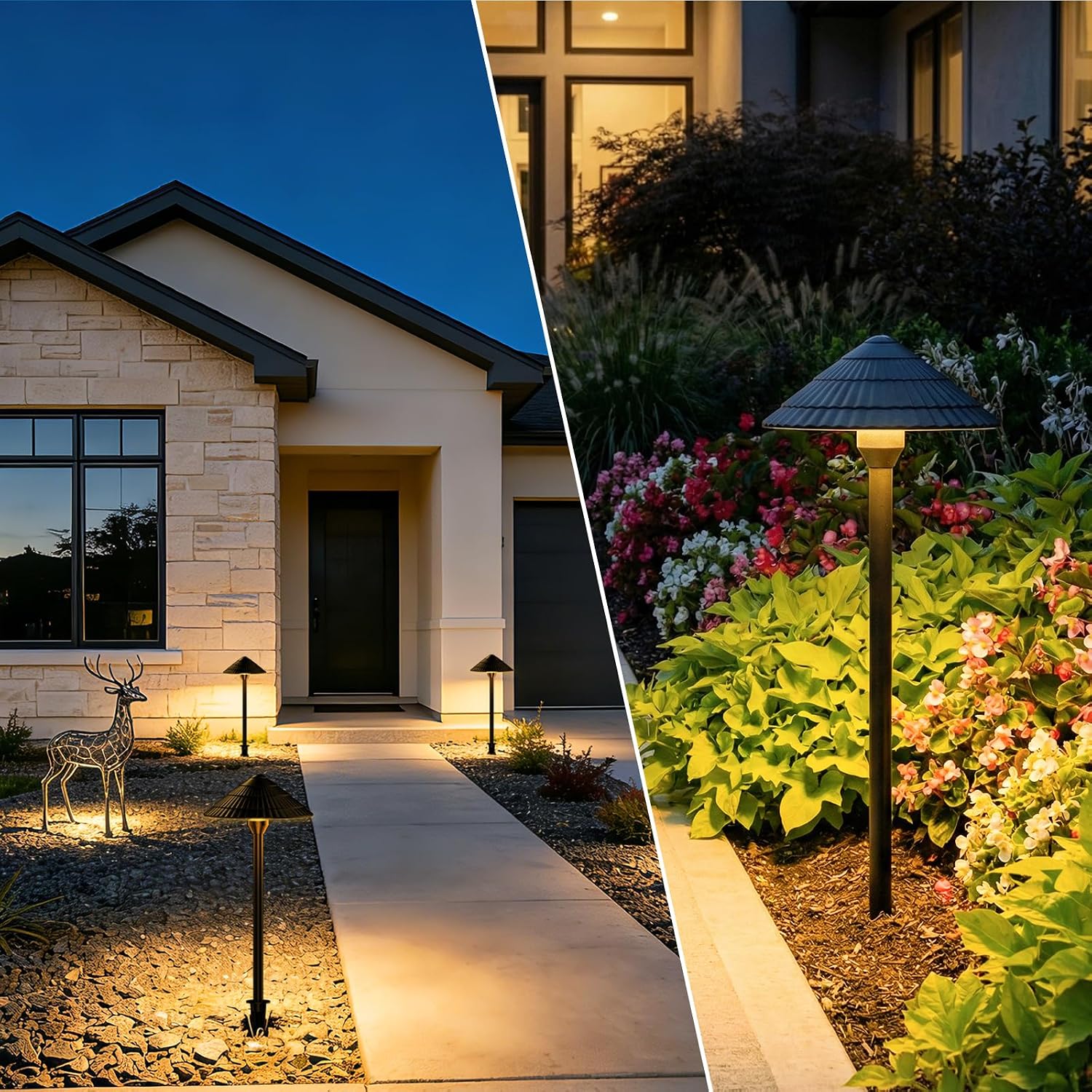 ZZXX All-in-One Low Voltage Landscape Lighting Kit 12-Pathway Lights with 96W Transformer, 5W LED Landscape Lighting Low Voltage 12-24V,IP66 Waterproof Outdoor Lights 2700K for Yard Patio Walkway