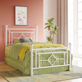 HOOMIC 14 Inch Twin Size Metal Platform Bed Frame, Vintage Victorian Style, Wrought Iron Headboard and Footboard/Mattress Foundation for Storage/No Box Spring Required/Easy Assembly/White