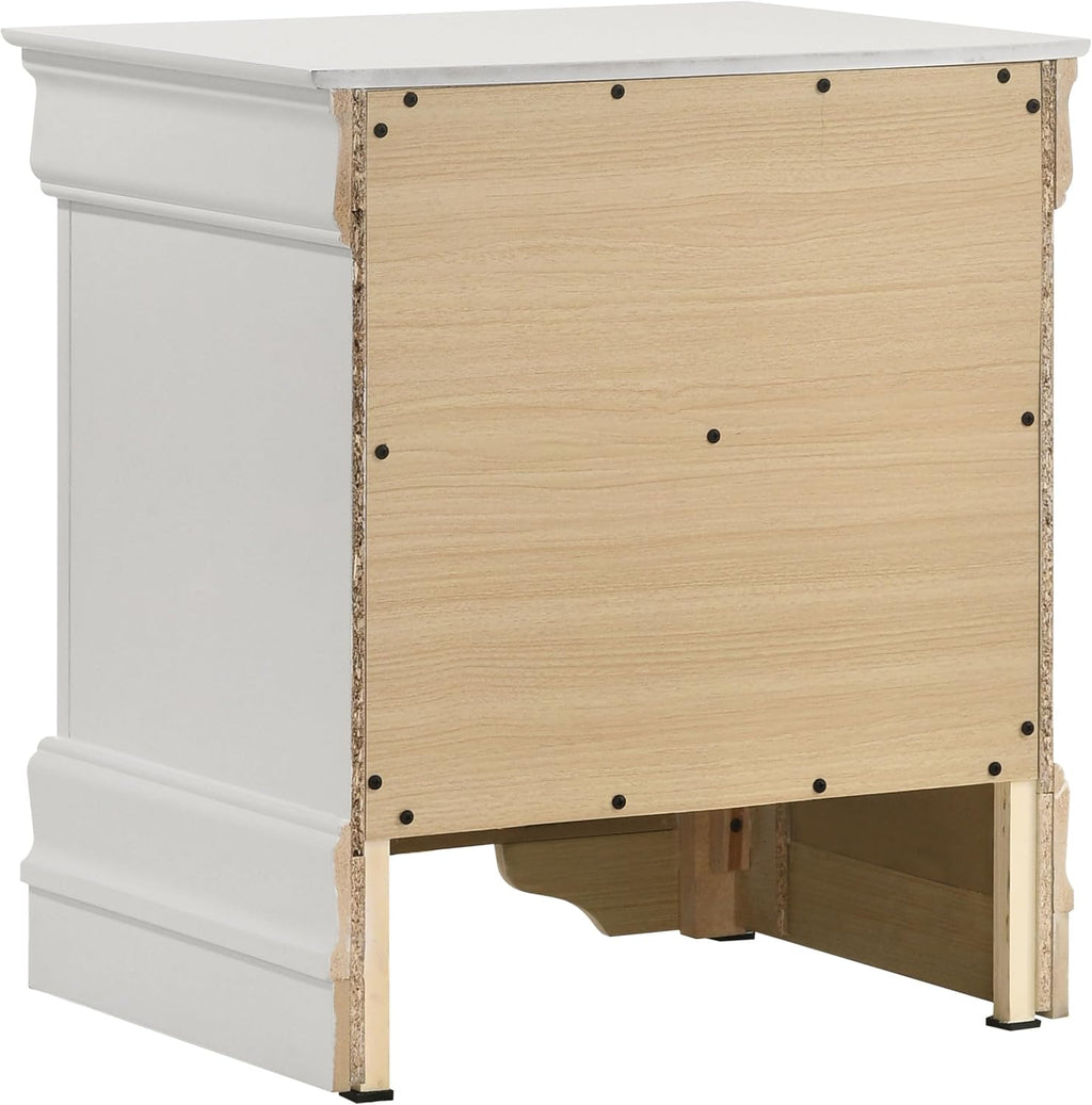 Coaster Home Furnishings Louis Philippe Traditional 5-Piece Bedroom Set Eastern King Size Sleigh Bed Frame 47-inch Headboard White 202441KE-S5