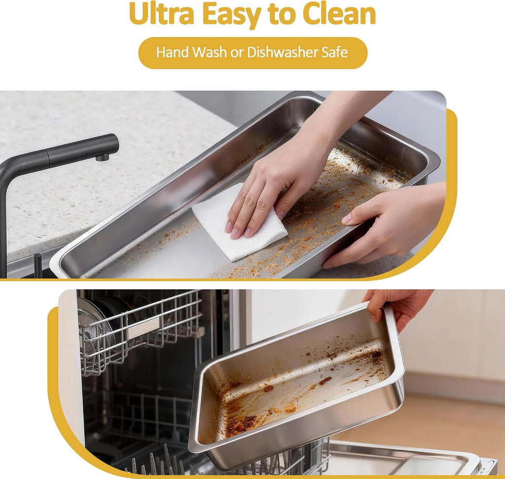9 QT Chafing Dishes for Buffet Set 2 Pack, Gold Stainless Steel Food Warmers with Serving Utensils Folding Stand, Buffet Servers for Parties, Weddings, Catering, Family Gatherings