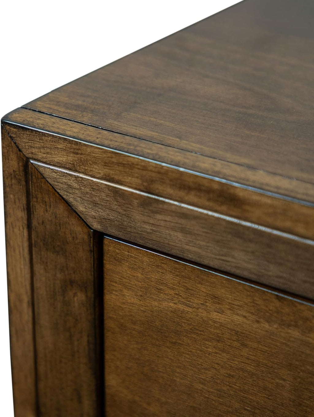Furniture of America Extan Modern Solid Wood 5-Piece Bedroom Set with Beveled Corner, Metal Center Glide, Zinc Iron Bronze Knobs, Box Spring Needed, Queen, Walnut