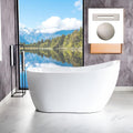WOODBRIDGE 54'Freestanding White Acylic Soaking Bathtub with Brushed Nickel Drain and Overflow,BTA1507 -B/N-Drain &O