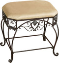 Touch of Class Aldabella Vanity Bench Tuscan Slate - Traditional Style - Handcrafted Metal - Painted by Hand - Elegant Furniture for Bedroom, Bathroom, Living Room, Kitchen - 20 Inches High