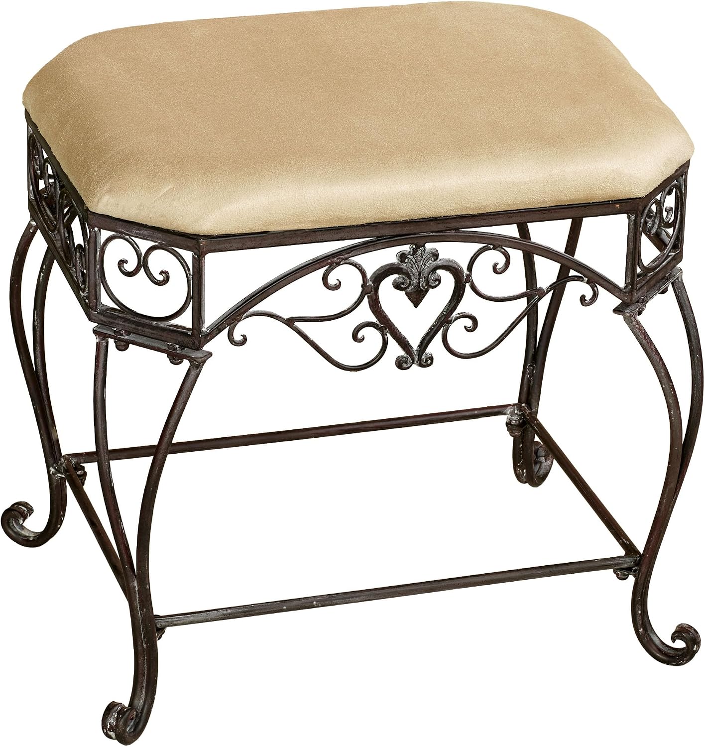 Touch of Class Aldabella Vanity Bench Tuscan Slate - Traditional Style - Handcrafted Metal - Painted by Hand - Elegant Furniture for Bedroom, Bathroom, Living Room, Kitchen - 20 Inches High