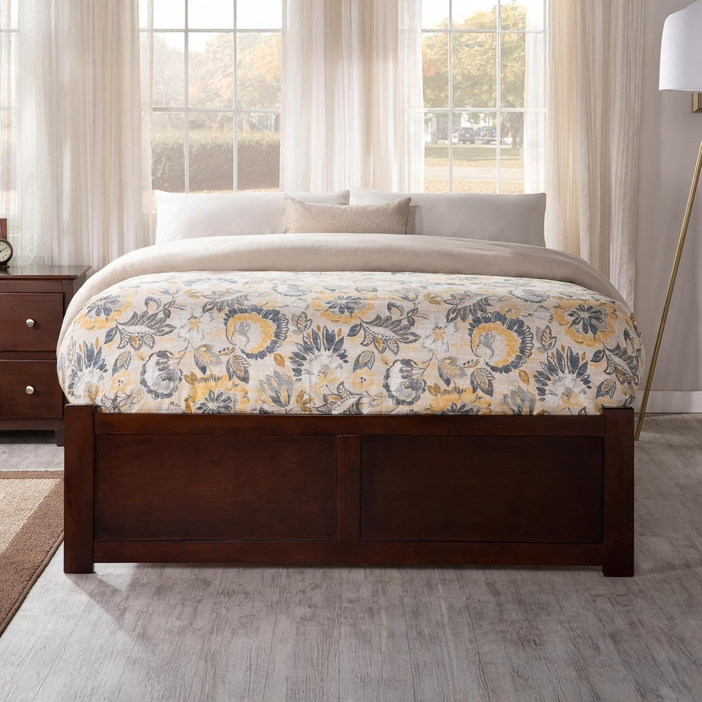 AFI Concord Queen Size Platform Bed with Footboard & Storage Drawers in Walnut