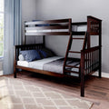 Max & Lily Bunk Bed Twin Over Full Size with Ladder, Solid Wood Platform Bed Frame with Ladder for Kids, 14' Safety Guardrails, Easy Assembly, No Box Spring Needed, Espresso