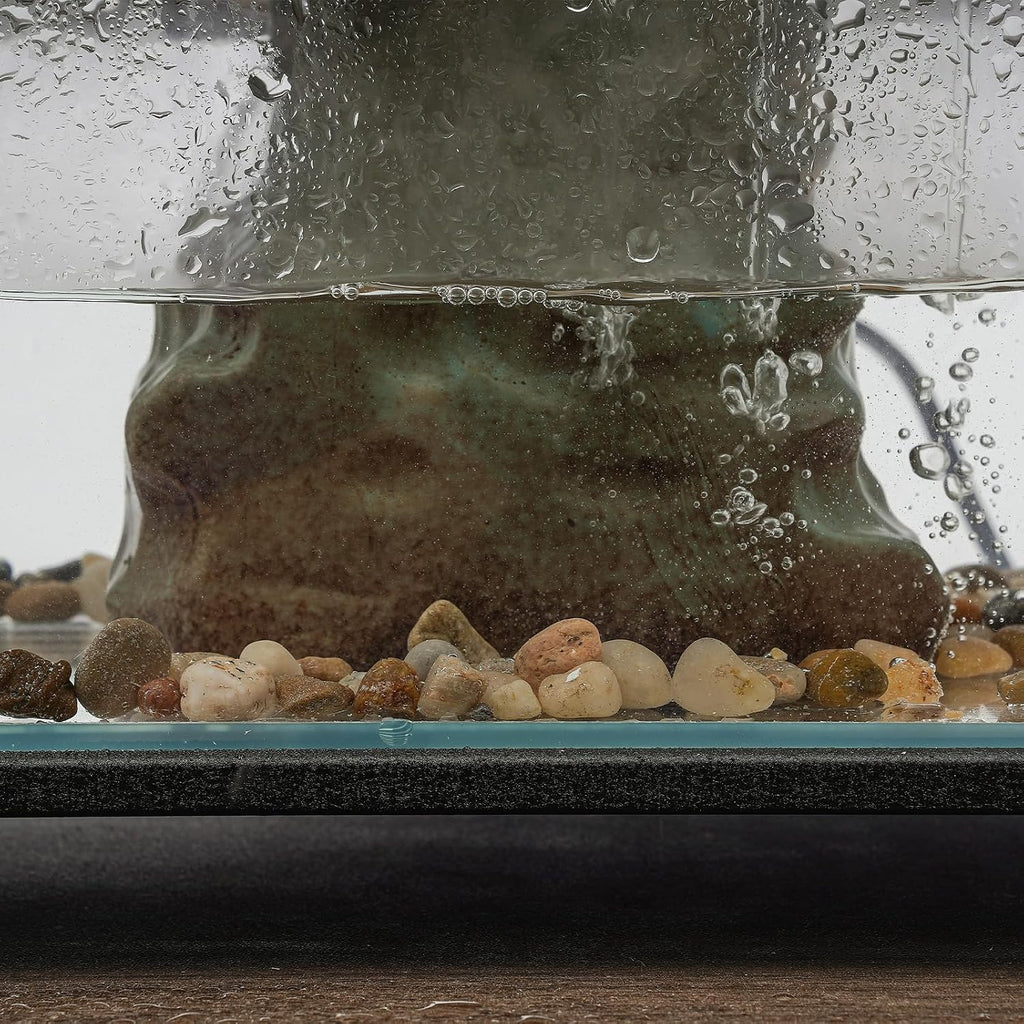 Indoor Fountain Rockery Tabletop Fountain with an Atomizer Elaxation Water Feature Meditation Desktop Fountains for Home Office Decor or Giving 16' x 5'' x 13'' with LED Light & Fish Tank