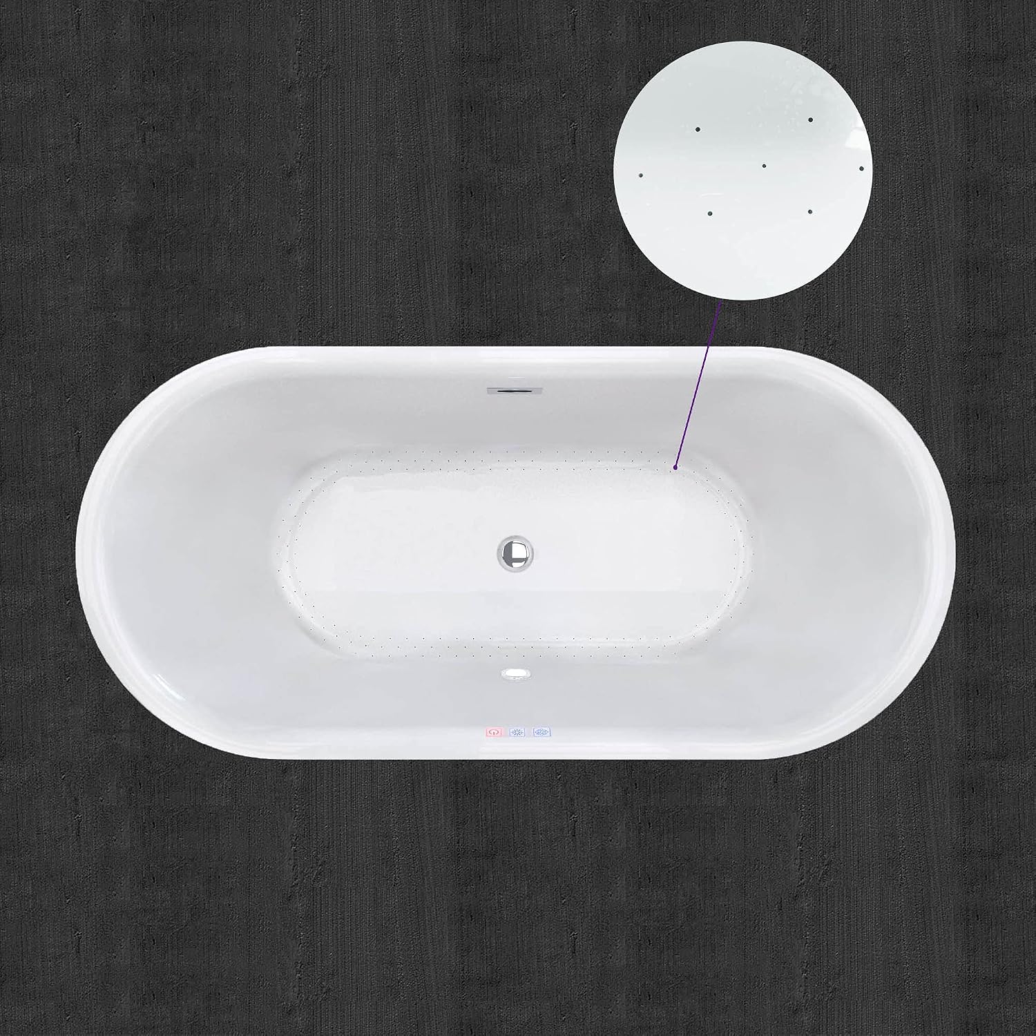WOODBRIDGE 67' Air Bubble Acrylic Freestanding Bathtub Contemporary Soaking Tub, White Acrylic wirh Oil Rubbed Bronze Drain and Overflow,B0101-ORB