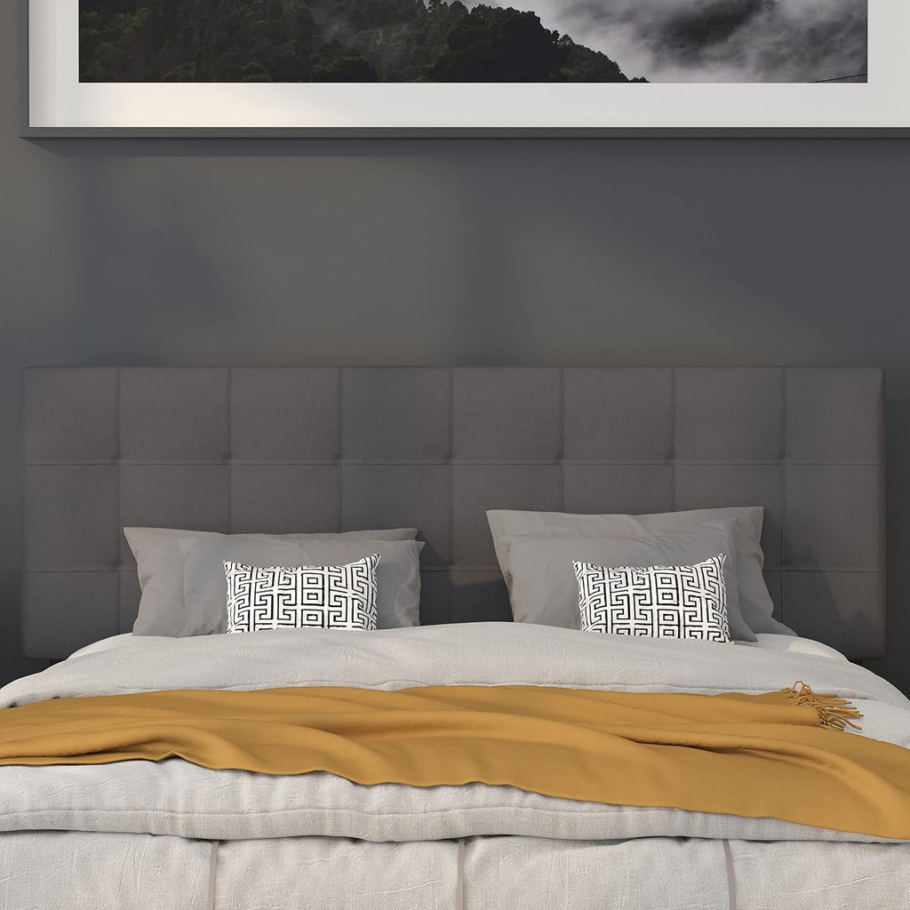 Flash Furniture Bedford Tufted Upholstered Queen Size Headboard in Dark Gray Fabric