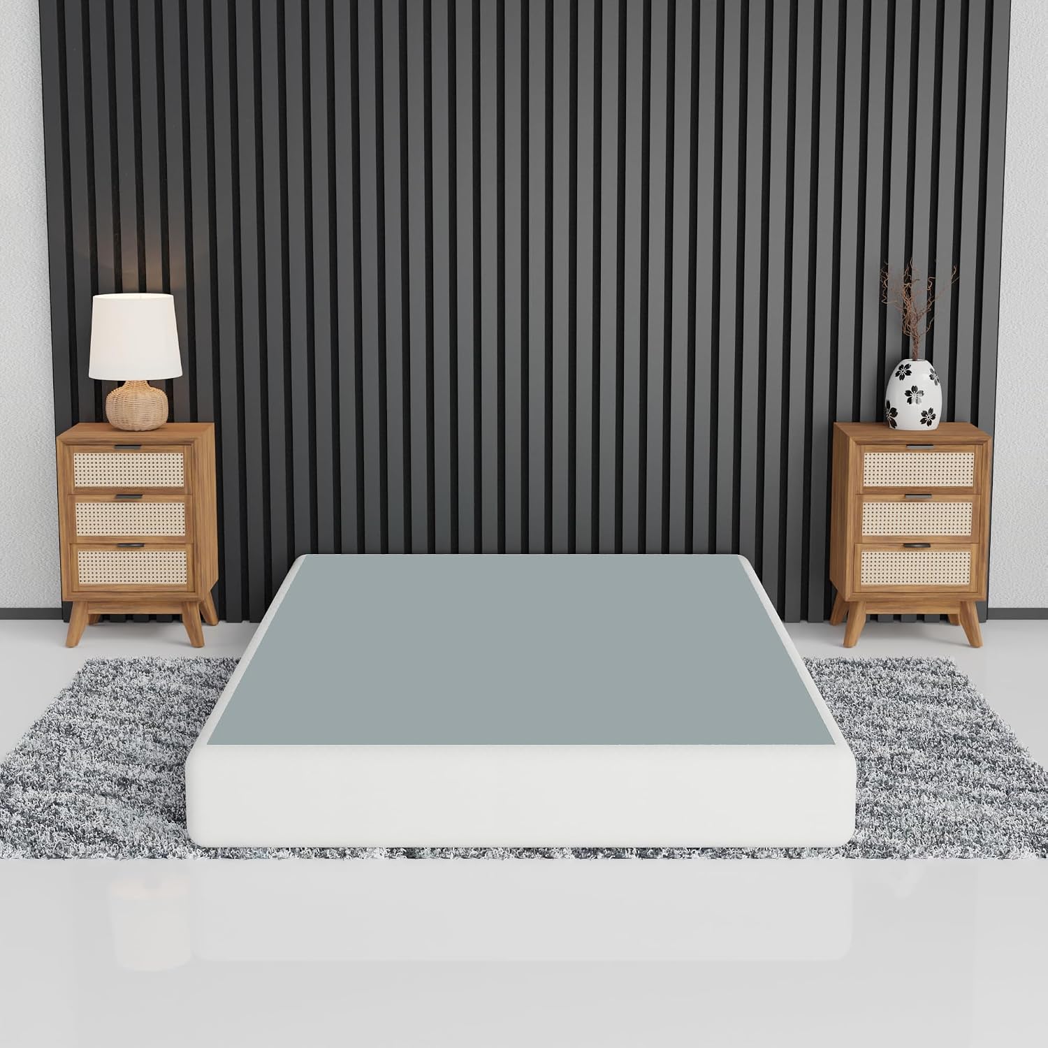 Spring Coil, 8-Inch Sturdy Wood Box Spring for Mattress Support - Durable and Easy to Assemble Natural Wood Foundation for Full XL, White