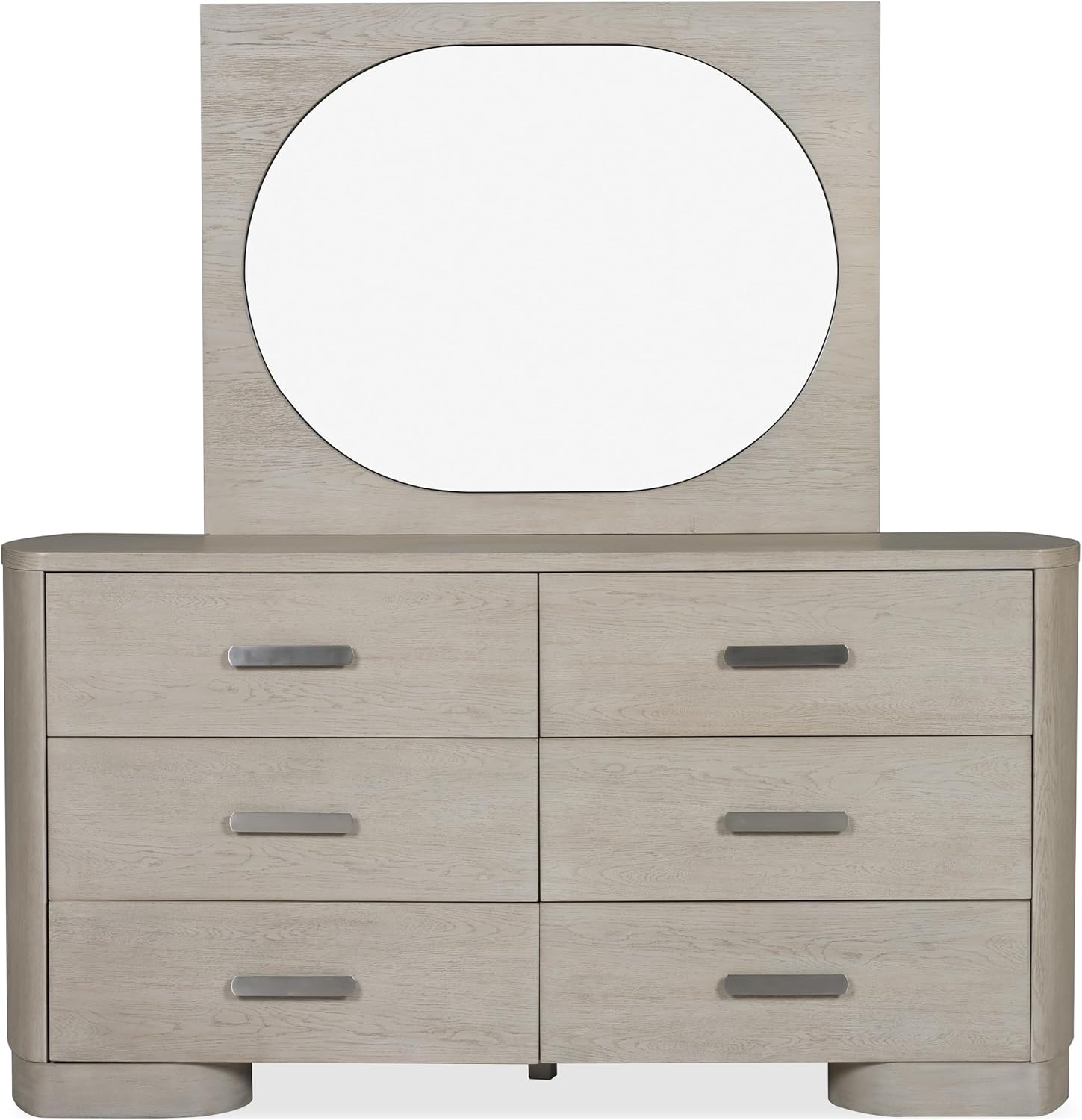 Furniture of America Nainsted Modern Wood 5-Piece Bedroom Set with Padded Headboard, USB Chargers on Nightstand, Metal Slide Glides, Rounded Edges, Box Spring Needed, King, White Oak