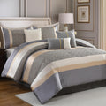 PANGUSHAN 7 Pieces Comforter Set Queen Size, Luxury Silky Elegant Jacquard Fluffy Reversible Bedding Set with Bed Skirt, Shams and Pillows, Bed in a Bag Queen, Down Alternative, Gray