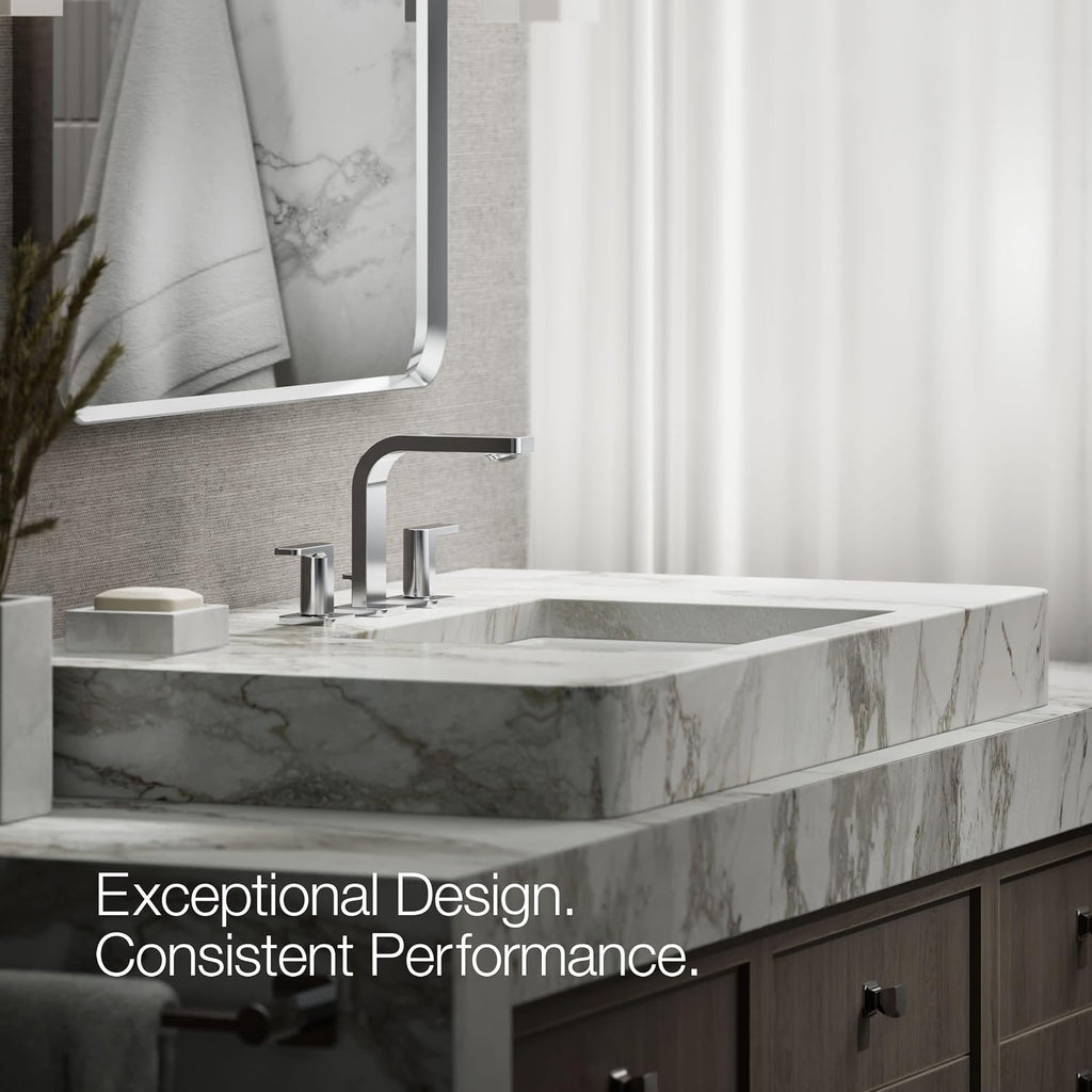 Kohler K-23484-4K-CP Parallel Widespread Bathroom Sink Faucet, 1.0 GPM, Lever Handles, Polished Chrome