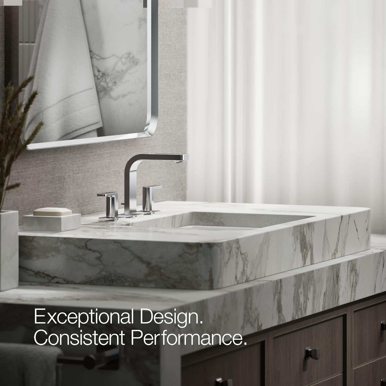 Kohler K-23484-4K-CP Parallel Widespread Bathroom Sink Faucet, 1.0 GPM, Lever Handles, Polished Chrome