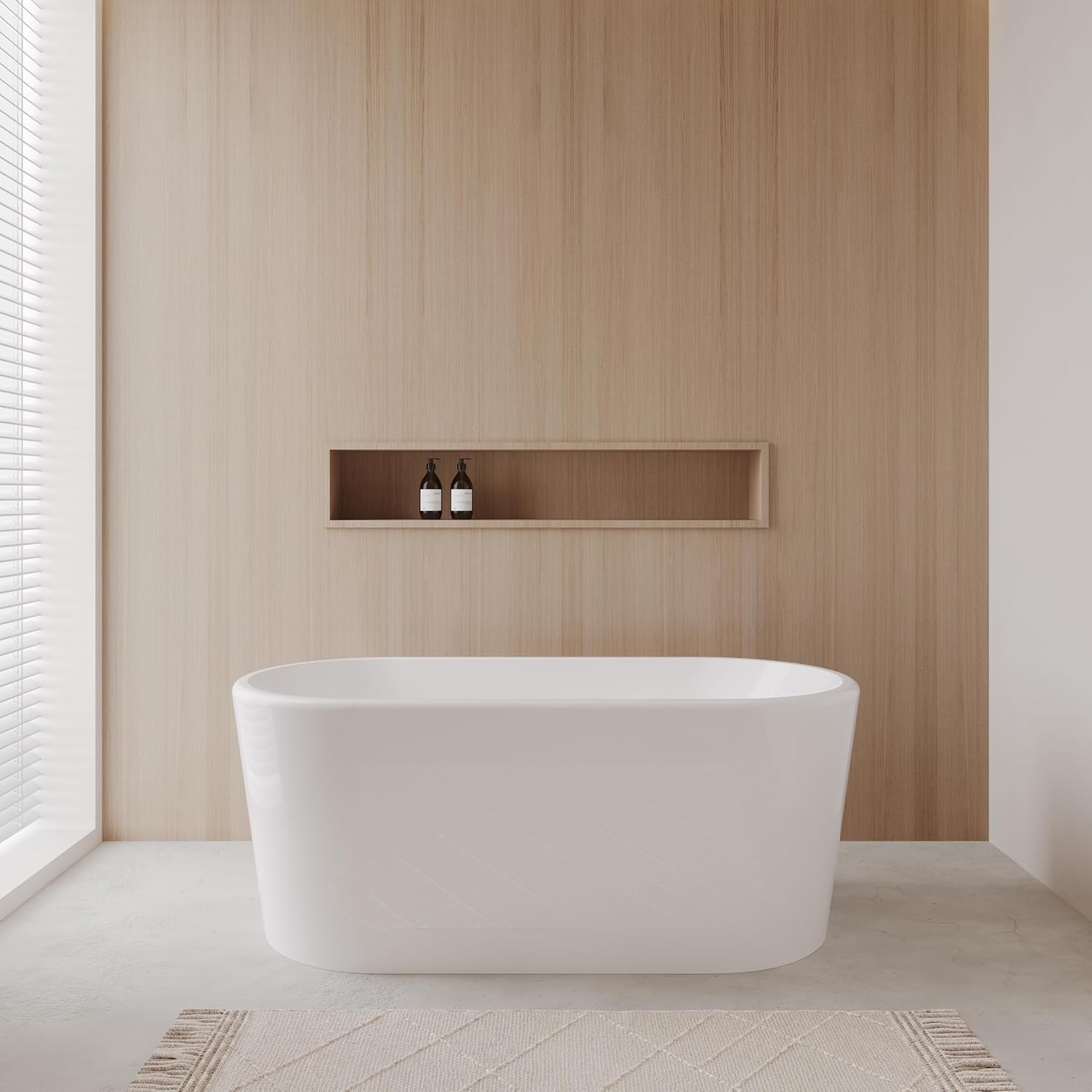 Ursula 59 inch Freestanding Bathtub in White with Polished Chrome Drain and Overflow Trim