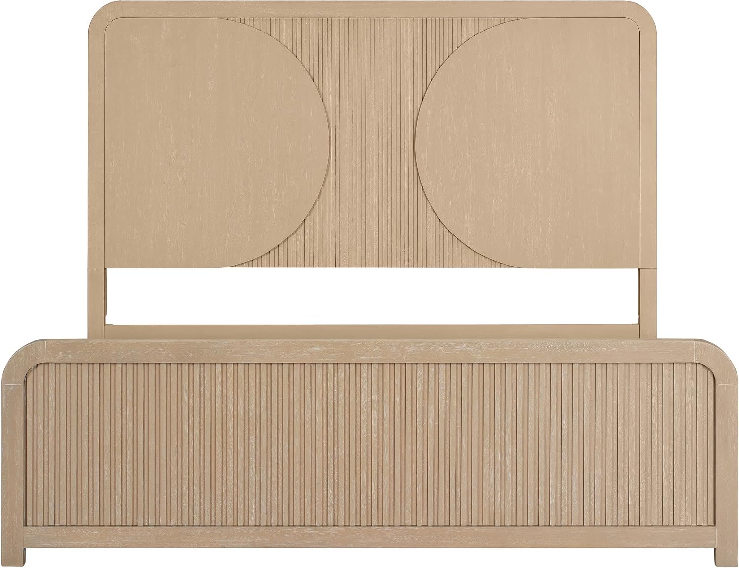 Furniture of America Tissen Modern Solid Wood 5-Piece King Bedroom Set with USB Ports, Reeded Panels, Curved Edges and Beveled Mirror, Box Spring Needed, Natural