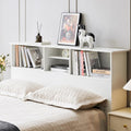Howjoe Bookcase Headboard Queen Size, Sturdy and Durable Wood Headboards with 4 Compartments, Full/Queen Headboard with Storage, Free Standing Headboards with Adujstable Bookshelf, White