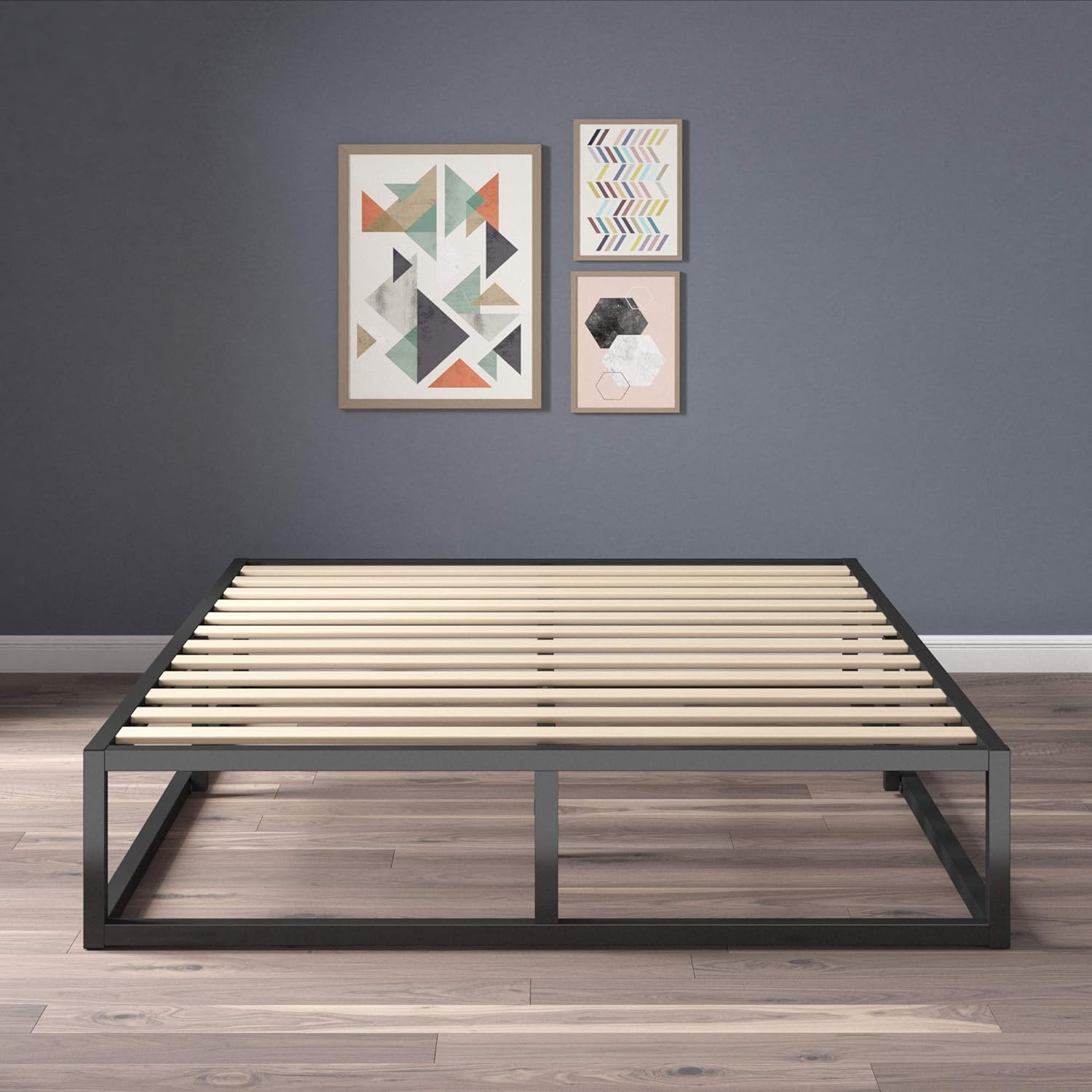 Zinus Joseph 10 Inch Metal Platforma Bed Frame/Mattress Foundation/Wood Slat Support/No Box Spring Needed/Sturdy Steel Structure, Queen, Black