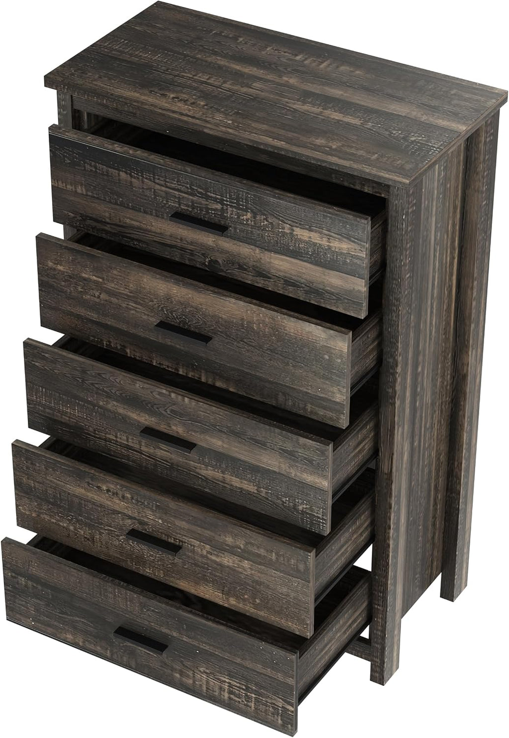 4 Pieces Bedroom Sets, Queen Size Vintage Wooden Platform Bed Frame with 2 Nightstands and 1 Chest, Antique Gray
