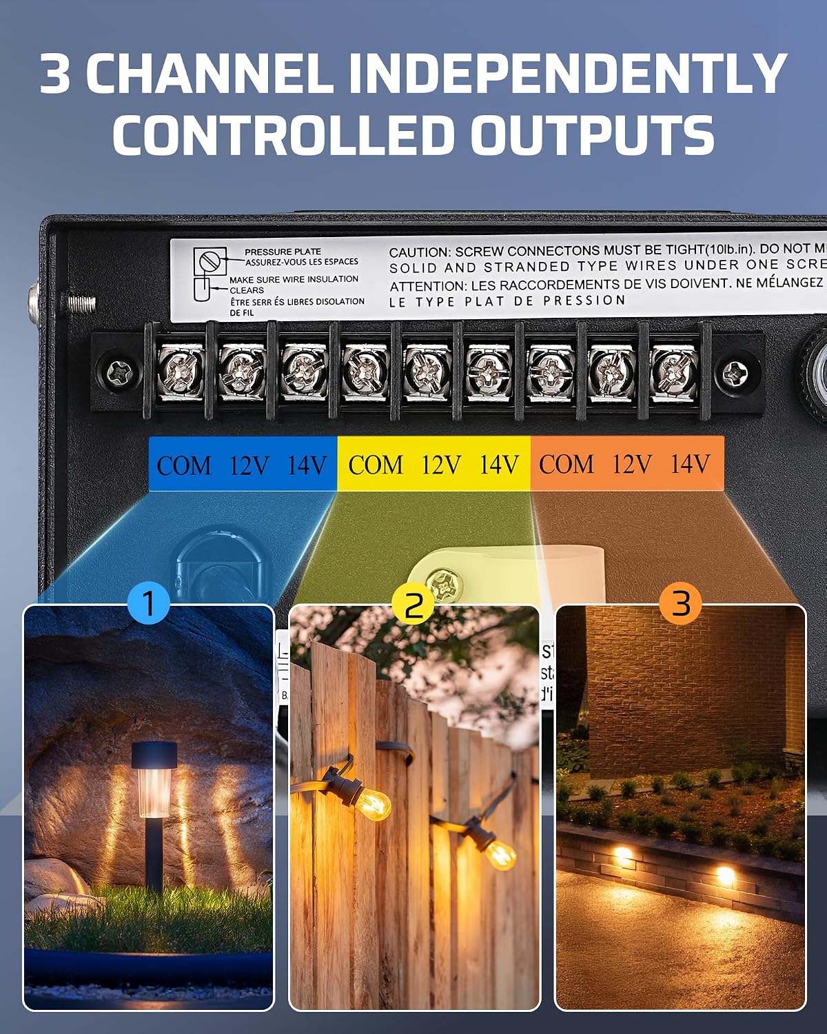 DEWENWILS 300W Matter Landscape Lighting Transformer, 120V AC to 12V/14V AC, WiFi Low Voltage Transformer, 3 Independent Outputs, Compatible with Alexa, Google Assistant