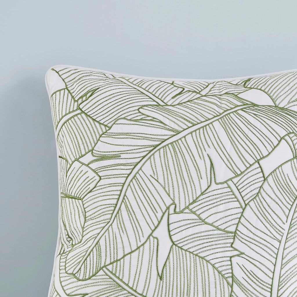 Harbor House 100% Cotton Duvet Cover, Coastal, Beach Cottage Design, All Season, Breathable Comforter Cover Tropical Bedding, Matching Shams, Lorelai Monstera Leaf Green Full/Queen (90'x90') 5 Piece