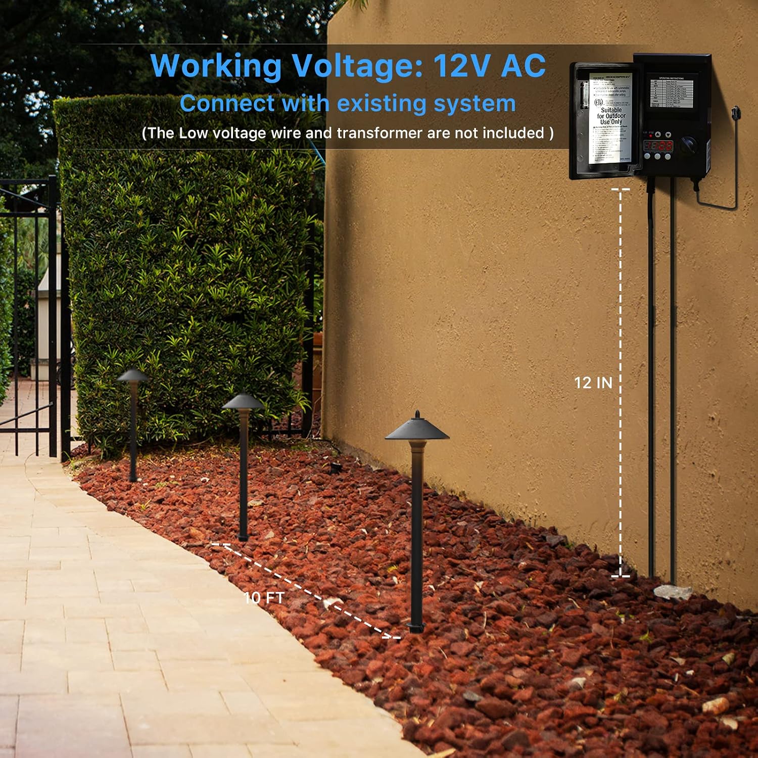 GOODSMANN Landscape Lighting Outdoor Low Voltage Landscape Lighting Kits 8PK Pathway Lights Wired 1.2W 40 Lumen 2700K Metal 12V AC Brown Electric Sidewalk Walkway Lights with Cable Connectors