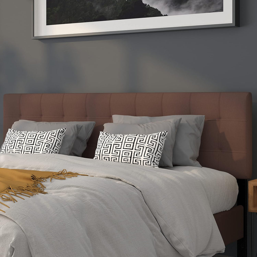 Flash Furniture Bedford Tufted Upholstered King Size Headboard in Dark Brown Fabric
