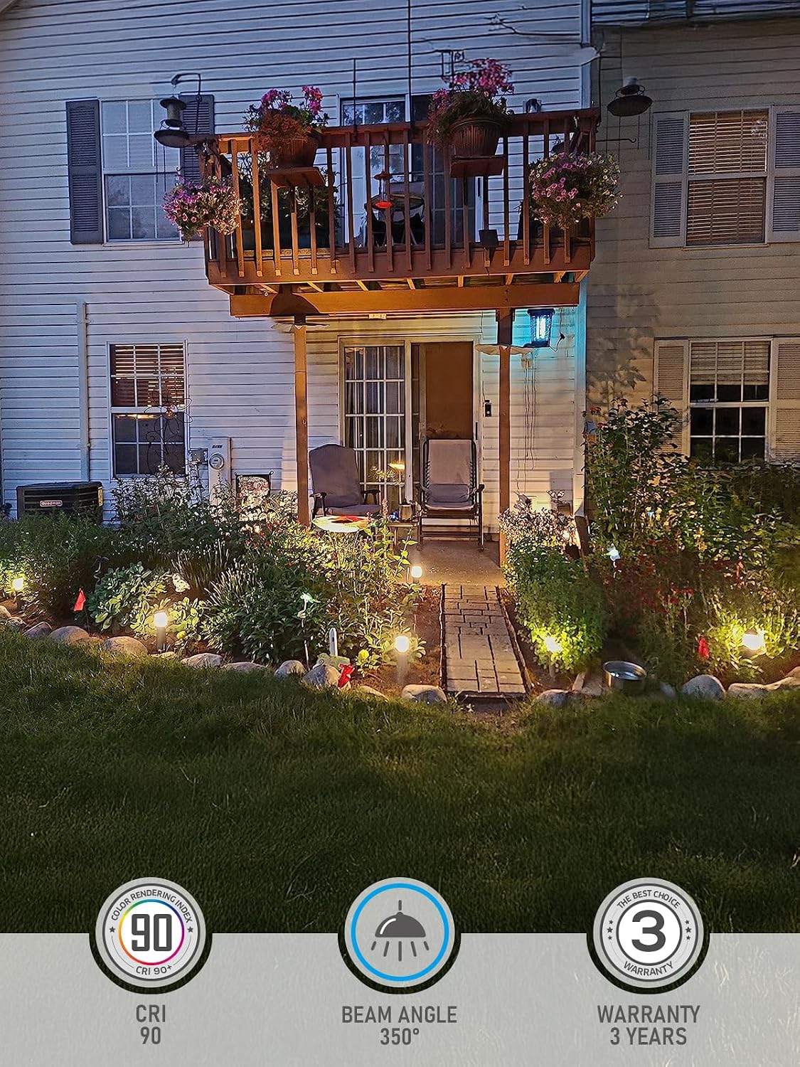 LEONLITE 12-Pack Low Voltage Landscape Pathway Lights 3W Landscape Lighting 12-24V LED Bollard Path Lights Wired CRI 90+ Aluminum Pathway Lighting for Walkway Yard Garden, ETL Listed, 3000K Warm White
