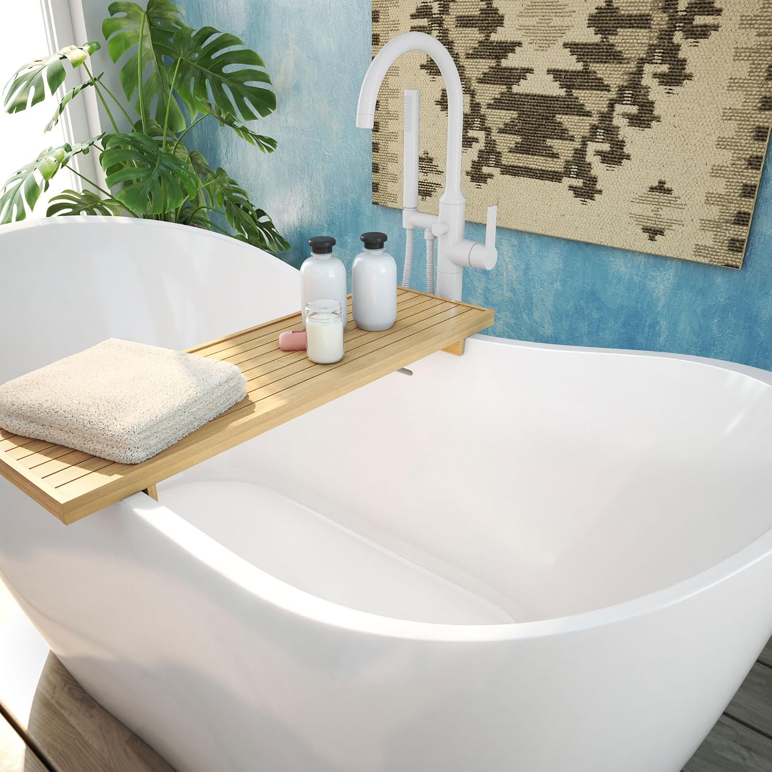 DreamLine Nile 59 inch L x 28 inch H Acrylic Freestanding Bathtub with White Finish