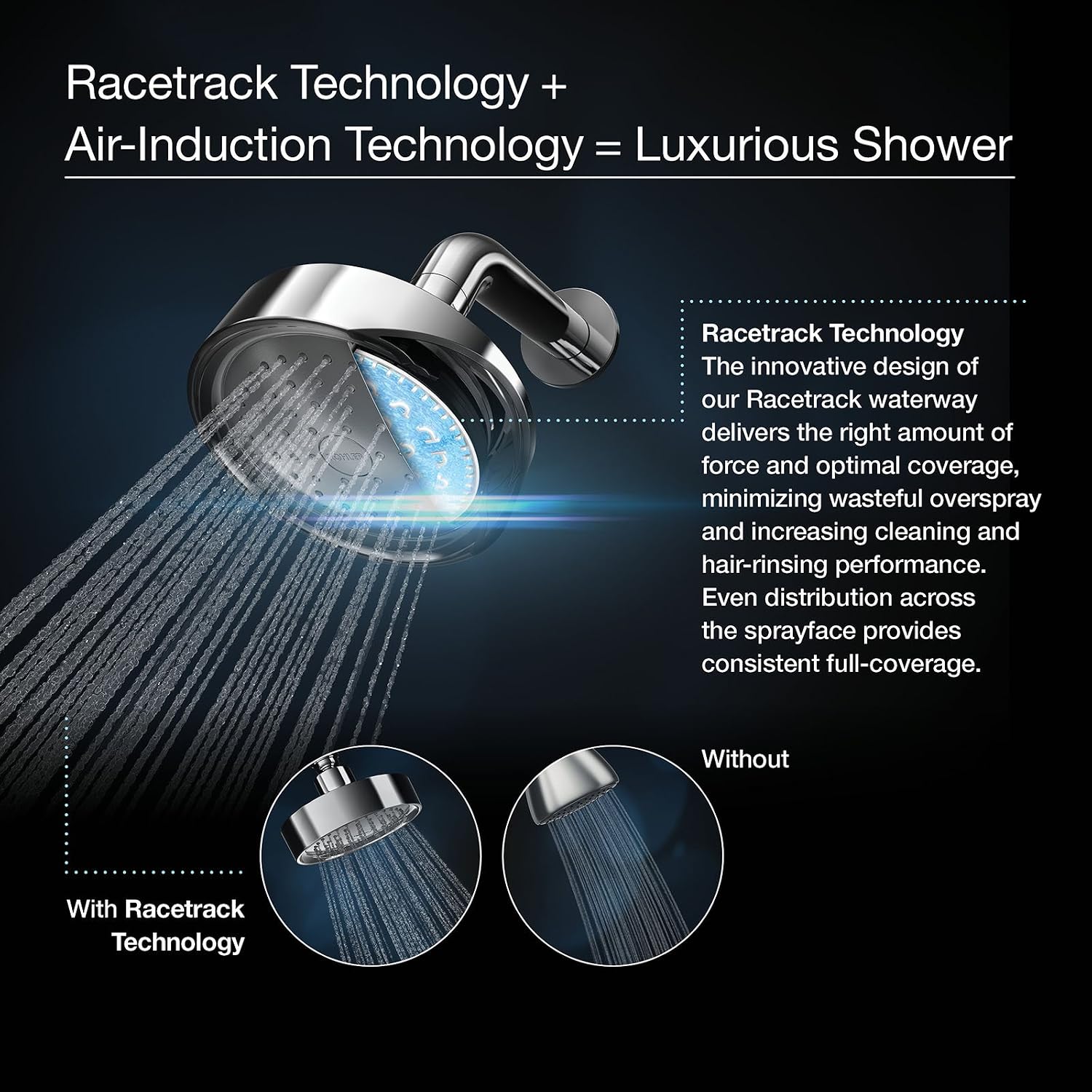 KOHLER 13694-BV Traditional Round Rain Showerhead with Katalyst Air Induction Spray, 2.5 GPM, 12-Inch, Vibrant Brushed Bronze