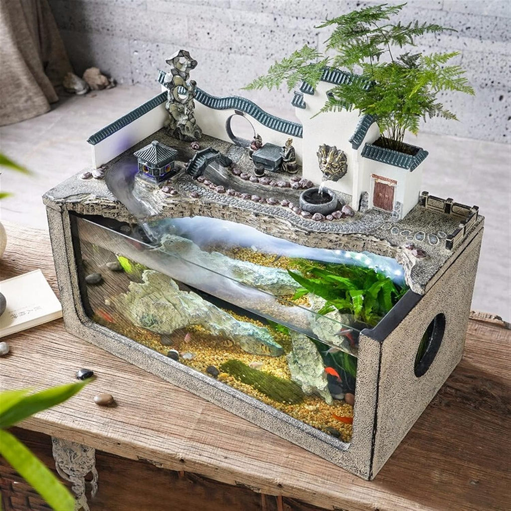 Tabletop Fountain Creative Indoor Tabletop Water Fountain Resin Fountain Waterfall Fish Tank Office Relaxation Water Fountain - Home Office Decor Tabletop Water Fountain