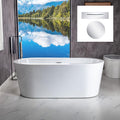 WOODBRIDGE 59' Acrylic Freestanding Bathtub Contemporary Soaking White Tub with Chrome Overflow and Drain, B0012 -C-Drain &O