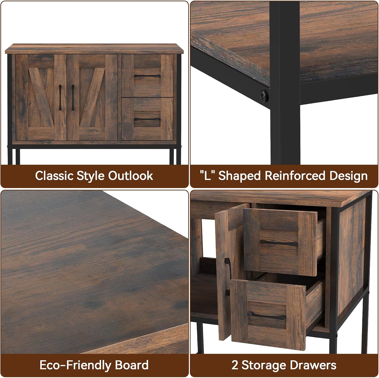 YOURLITE Bathroom Vanity, 30' Farmhouse Bathroom Vanity with Sink Combo Set, Rustic Brown Modern Wood Cabinet with Black-White Gradient Boat Sink