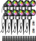 ZUCKEO 12W Color Changing Landscape Lights RGB Low Voltage Landscape Lighting Remote Control, Waterproof LED Outdoor Spotlight for Garden Pathway House Christmas Decor, 10 Pack with Connector