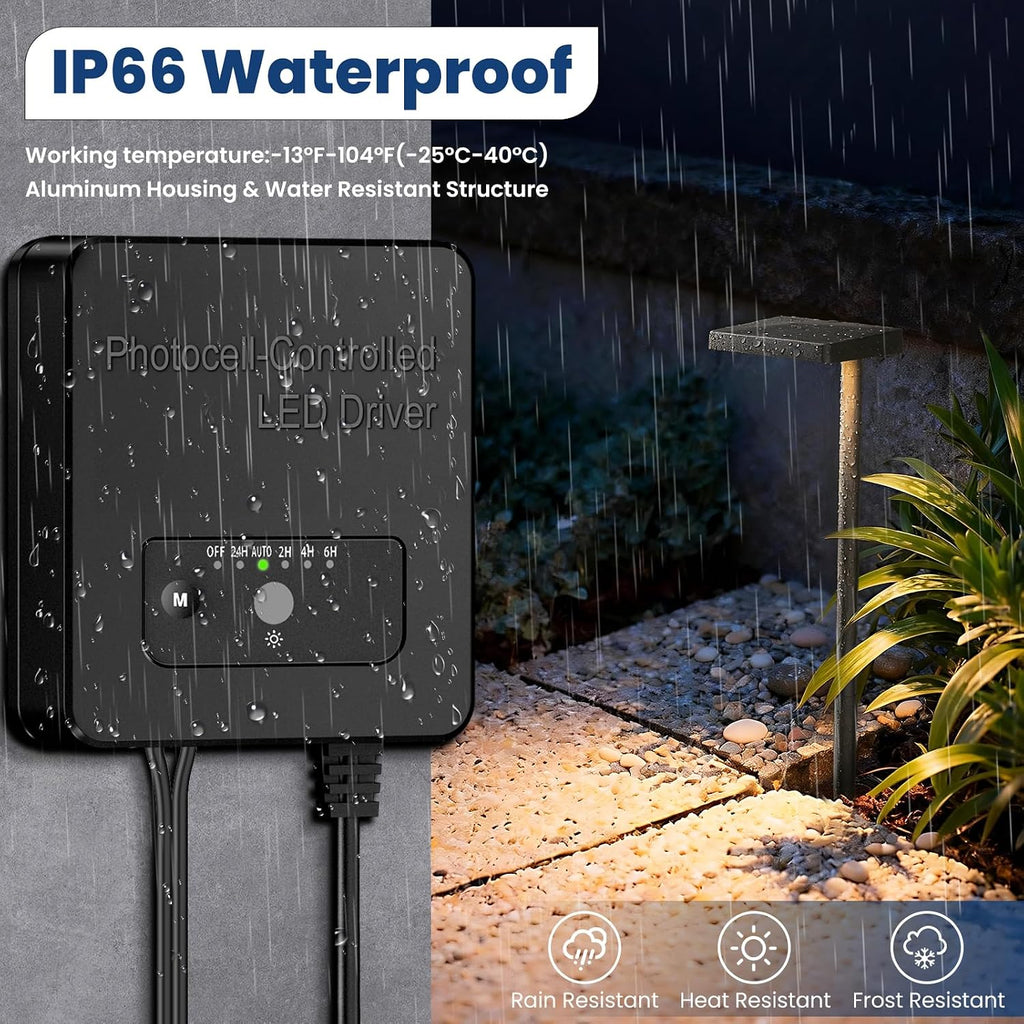 Low Voltage Landscape Lighting, All-in-one 6W LED Outdoor Pathway Lights Kit with Transformer and UL Listed Wire 5CCT IP66 Waterproof Landscape Lights for Walkway Garden Yard Patio(8 Pack)
