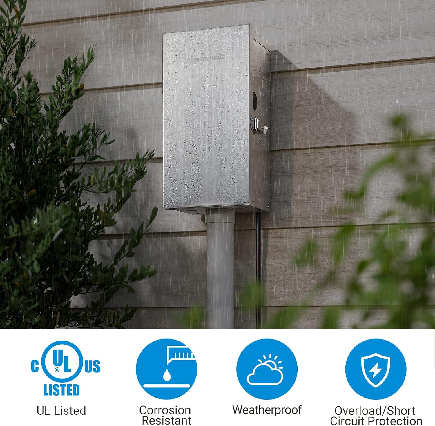 DEWENWILS 300W Multi-Tap Low Voltage Transformer, 120V AC to 12V/13V/14V/15V AC,Stainlees Steel Shield, Outdoor Transformer for Low Voltage Landscape Lighting, Spotlight, Pathway Light, ETL Listed…
