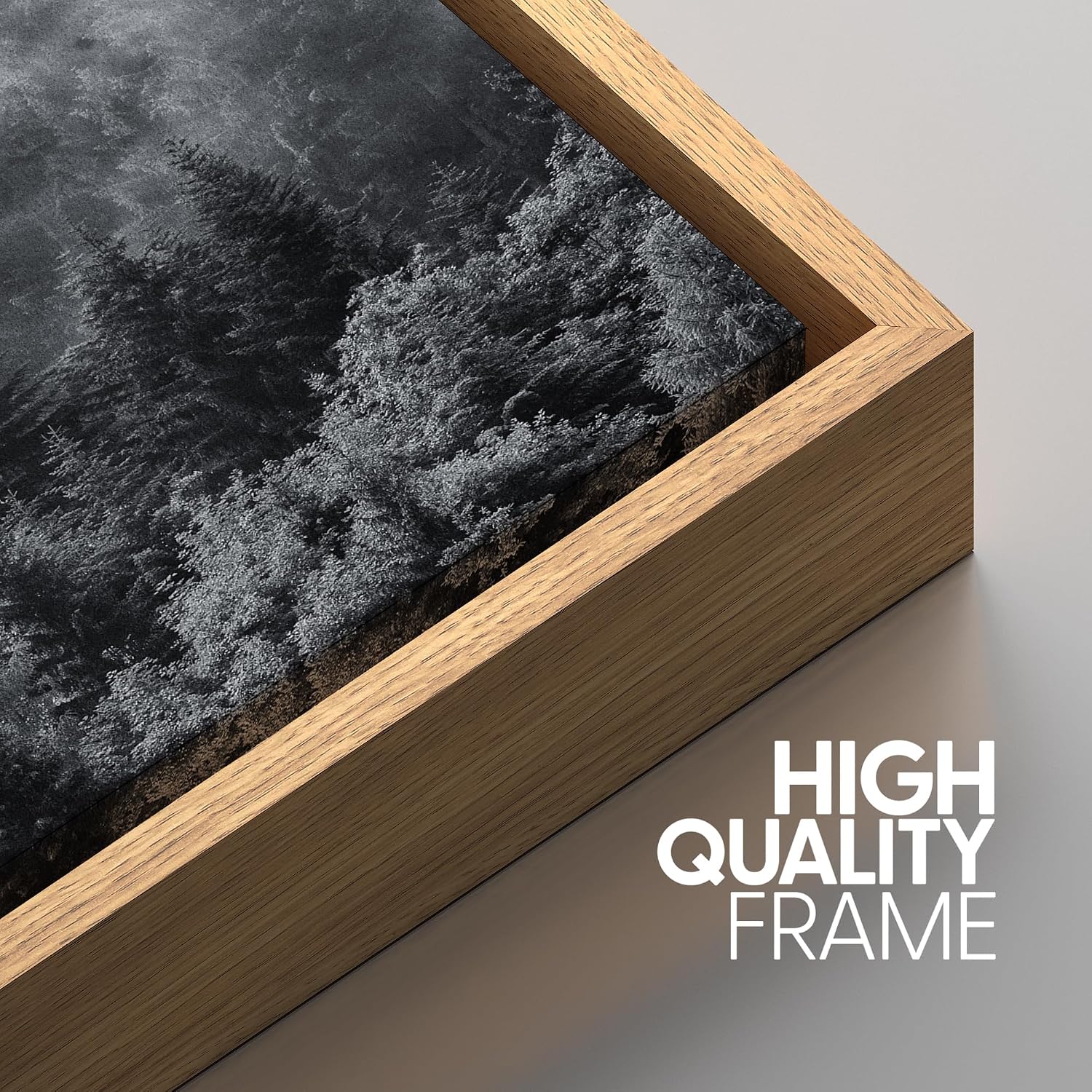 SIGNWIN Framed Canvas Print Wall Art Set Black & White Misty Mountain Forest Nature Wilderness Photography Modern Art Chic Landscape Relax/Calm for Living Room, Bedroom, Office - 16'x24'x3 Natural