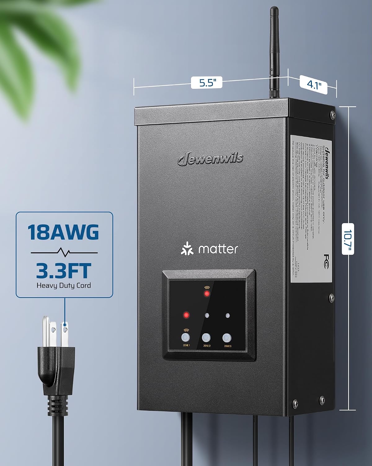 DEWENWILS 300W Matter Landscape Lighting Transformer, 120V AC to 12V/14V AC, WiFi Low Voltage Transformer, 3 Independent Outputs, Compatible with Alexa, Google Assistant